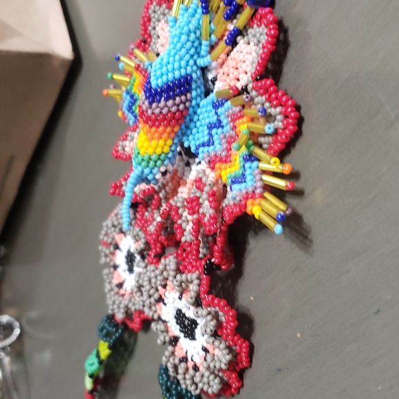 Handmade Mexico HUMMINGBIRD BEADED NECKLACE with Keychain  COLORFUL BLUE - Picture 2 of 8